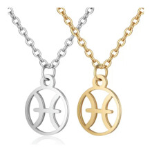 Colier cu pandantiv din oțel inoxidabil cu semn zodiacal Homar, auriu, argintiu, 16,3" 2 mm Z578-Pești-Auriu