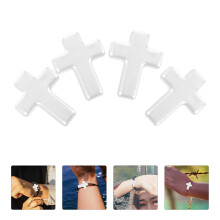 ibasenice 60Pcs Wear Resistant White Acrylic Cross Beads for Custom Handmade Jewelry and Crafts
