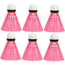6er-Packung pinkfarbene Badminton-Federbälle für das Hallentraining