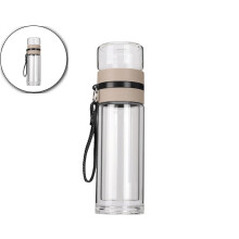 Tee-Ei-Flasche – Doppelwandiger Glas-Teebecher mit Edelstahlfilter – Teebecher mit Tee-Diffusor – Tragbarer Reise-Teebecher