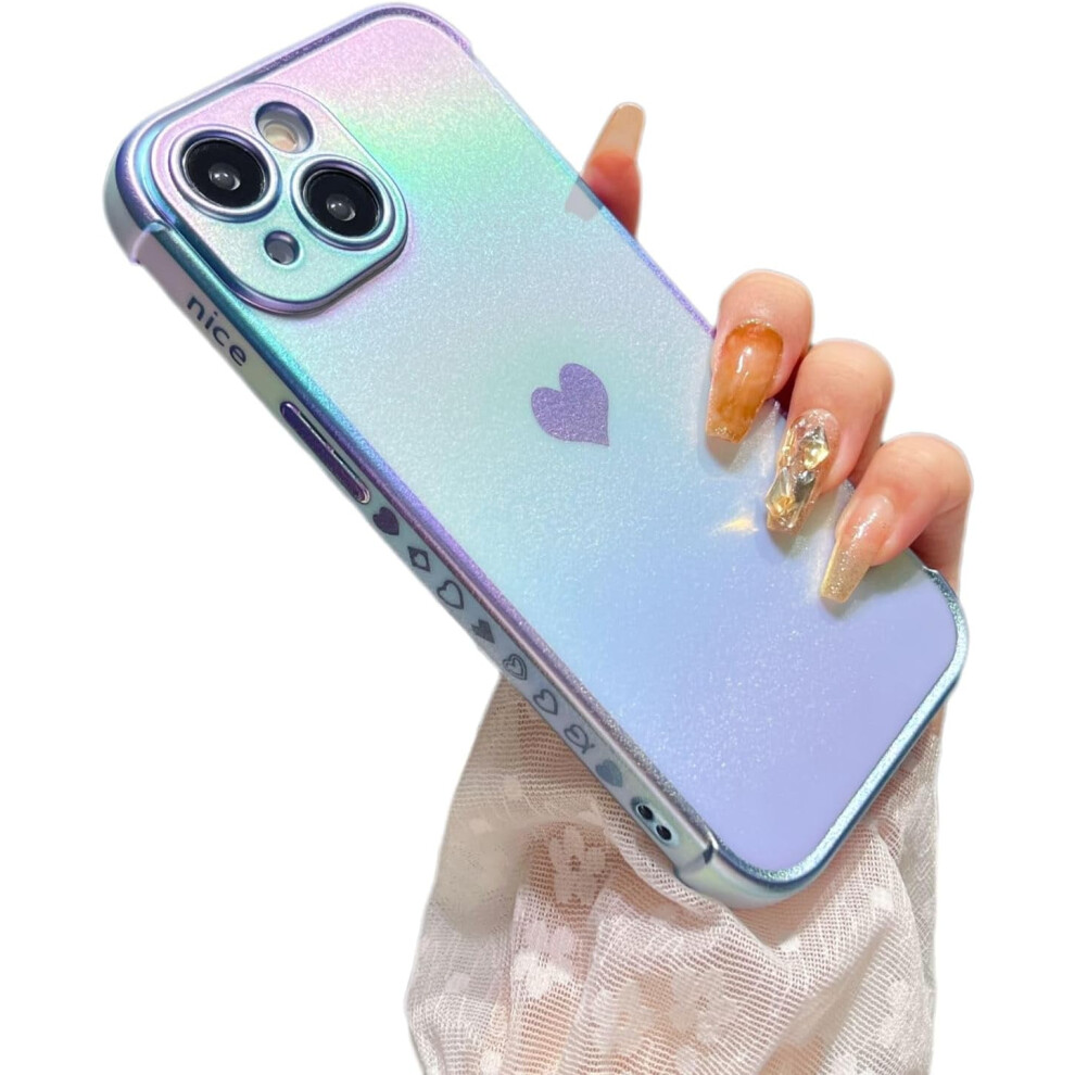 Compatible With Iphone 15 Plus Case, 6.7" Iridescent Love Hearts Design, Camera Lens Protection & Shockproof 9028731750446