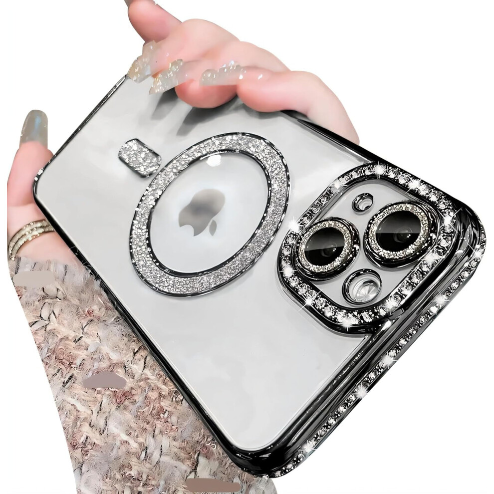Magnetic Glitter Diamond Case For Iphone 13 [Compatible With Magsafe] Â Sparkle Rhinestone Lens Protector, Crystal Clear Slim Shockproof Cover 9028731032184
