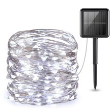 98FT 300LED Solar Copper Wire Fairy Lights, Waterproof, Cool White – for Garden, Party, Wedding, Christmas, DIY – Compatible with Standard Solar