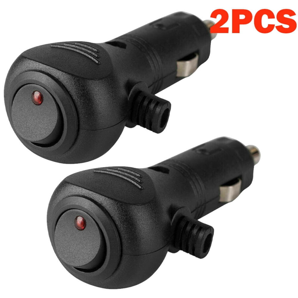 12V Dc Car Cigarette Lighter Adapter With Led On/Off Switch, 2 Count Pack 9028731750514