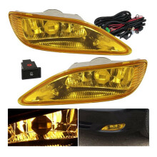 Amber Lens Front Fog Light Lamps Assembly with Halogen Bulb Harness for Camry Solara 81220-AA011 81210-AA011