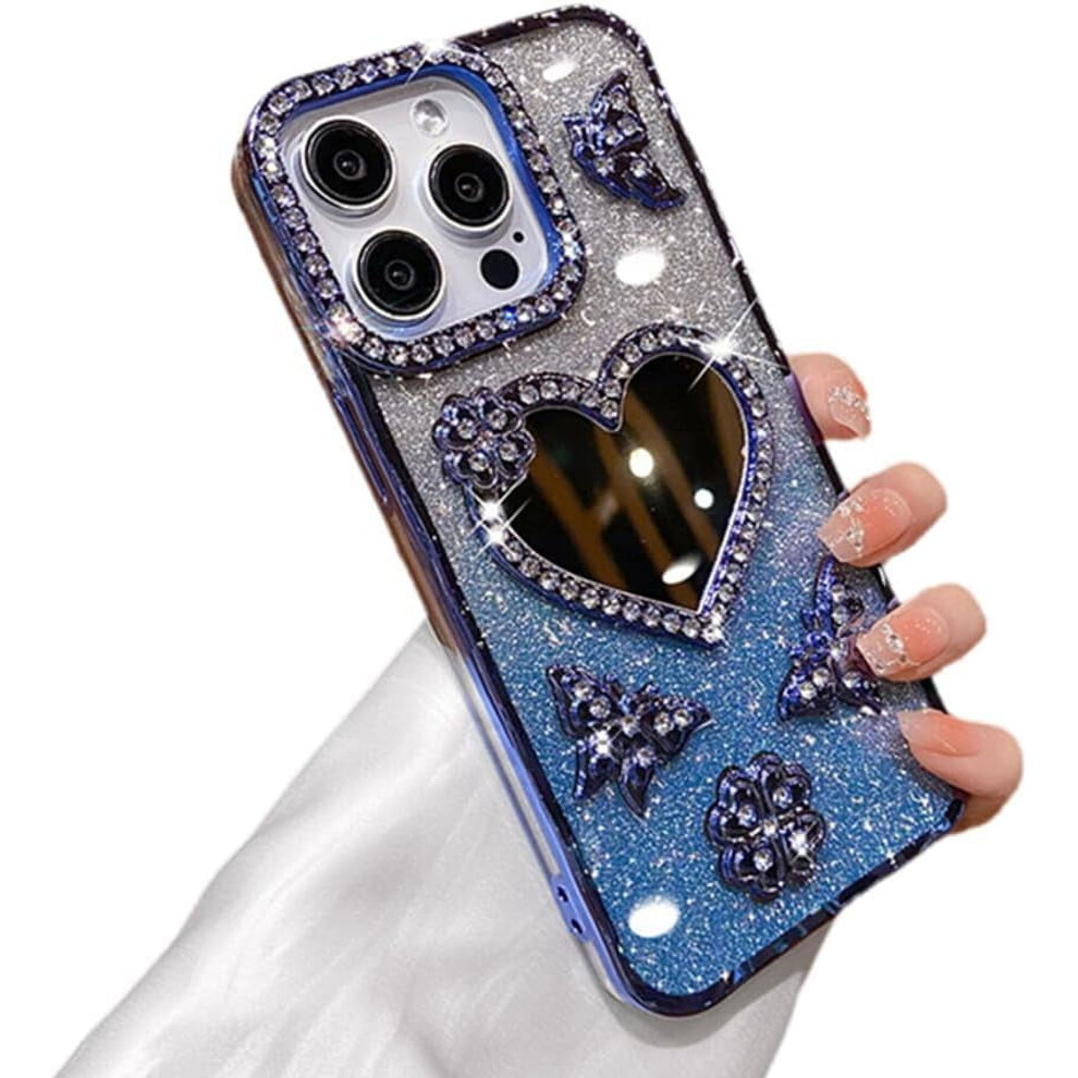 Luxury Electroplated Glitter Mirror Case For Iphone 12 Â Shockproof, Bling Protective Cover (Compatible With Iphone 12, ) Blue 9479868134744