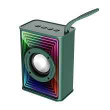 Armeegrüner, farbenfroher Bluetooth-Lautsprecher mit Ambientebeleuchtung für Outdoor, Auto und Desktop – Mini-Lautsprecher mit Subwoofer und