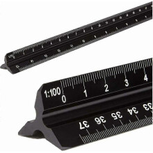 Aluminum Triangular Architect Ruler, Metric 1:20, 1:25, 1:50, 1:75, 1:100, 1:125, Standard 12" Approx., for Architects, Students, Draftsmen and Engine