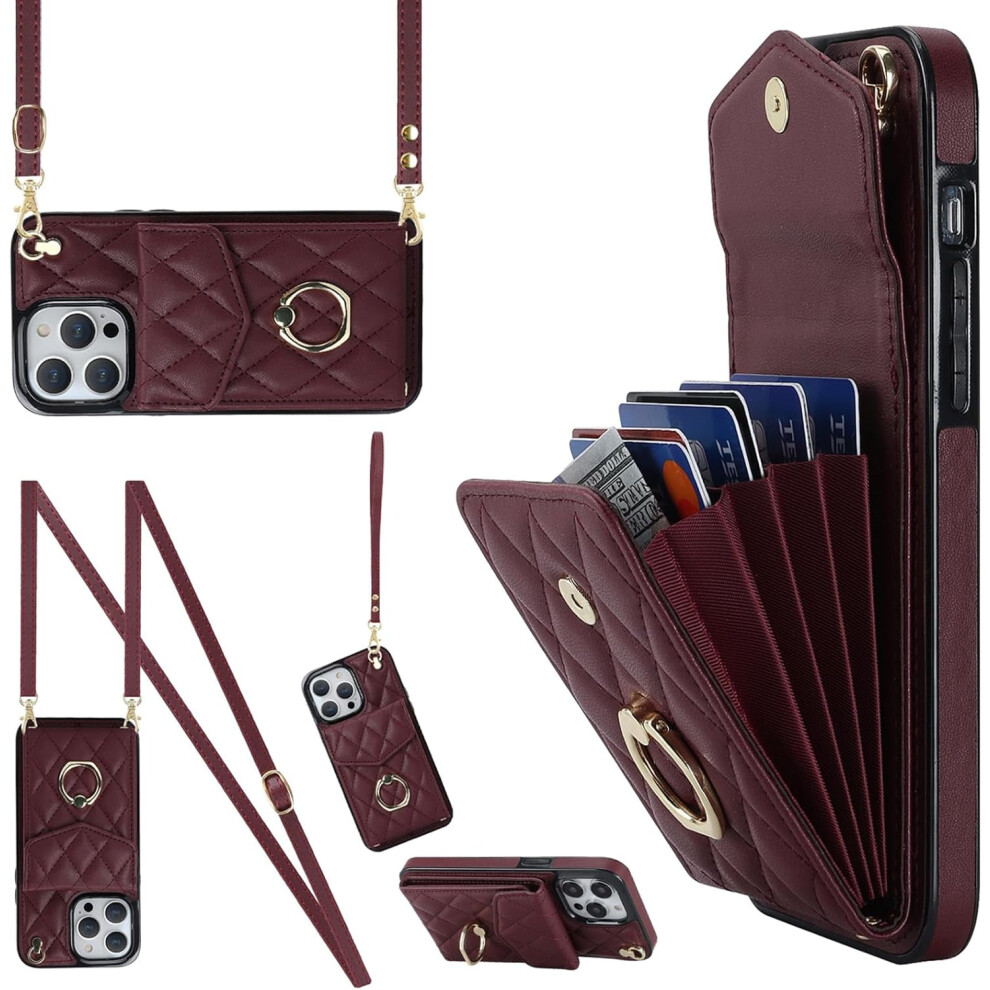 Leather Crossbody Wallet Phone Case Compatible With Iphone 11 Â Card Holder, 360 Ring Kickstand, Wrist Strap, Magnetic Flip Cover 9028731033228