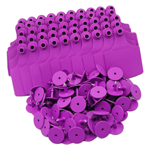 Paquet de 100 marqueurs d'oreilles d'animaux durables-Violet