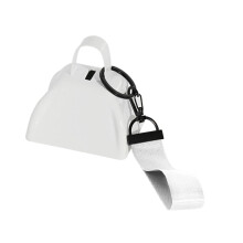 Cencerro de hierro de 7,4 cm con cuerda para la muñeca, portátil para animar en Nochevieja, color blanco.