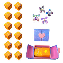 Romantic Flying Butterfly Explosion Gift Box Set – Magnetic Folding Bouncing Envelope for Money Photos, Valentine/Wedding/Birthday (12 Bounces)