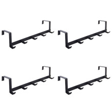 4X Wide over the Door Rack Wrought Iron Hook Black