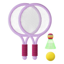 Børnetennisketchersæt, 1 stk. badminton, 1 stk. tennisbolde, lette fjerbolde til begyndere, drenge og piger, sport i baghaven.