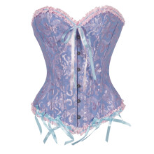 FANNYC Dame Korset med Blomsterprint, Sort Blondekant, Overbryst, Talje Cincher, Bustier, Body Shaper, Top, Shapewear, Dame Lingeri, Plus Size