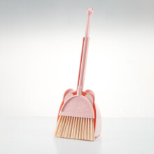 Set mini mături și făraș cu mâner din oțel inoxidabil – roz, compatibil pentru casă și birou
