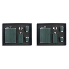 2X Hip Flask Set Stainless Steel Flask of Gifts for Men 260ML Bar Party Camping Barbecue Portable Pocket Flask Green