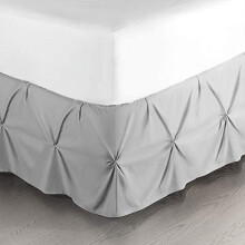 Light Grey King Bed Skirt, 14" Drop, Pinch Pleat, Hotel-Quality Microfiber – Compatible with King Beds