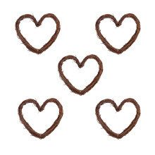 Natural Rattan Vine Ring Heart Shaped Brown 5Pcs 8.3X7.5X0.8in