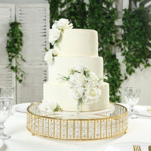 Crystal Cake Stand with Hanging Beads Glass Top 18 Inch