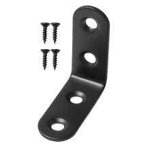 (1pc 40mm, Black) 90 Degree L-Shape Bracket Corner Brace Set, Stainless Steel Corner Brackets for Shelves Wood Furniture Cabinet Table Drawer