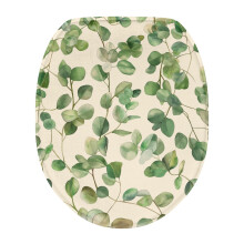 Green Leaves Elongated Toilet Seat Cover Washable Oval Toilet Lid Covers for Bathroom Toilet Dust Cover with Elastic Band Home Accessories