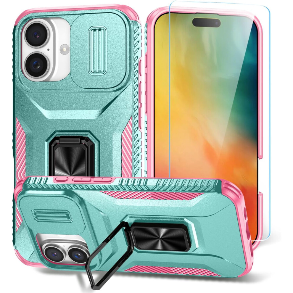 Iphone 16 Case With Hd Screen Protector, Slide Camera Cover & Rotated Ring Kickstand Â Military-Grade (6.1") 9028731751191