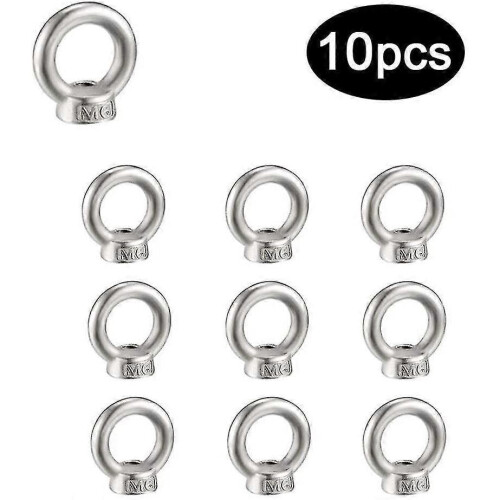 10 Pack M6 304 Stainless Steel Ring Eye Nuts - Lifting & Rigging Hardware