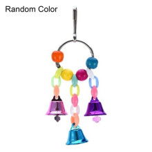 Pet Bird Bell String Chain Parrot Bite Chewing Toy Hanging Cage Decoration Random Color