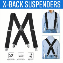 LNKOO Seler for menn, skinnende, elastisk smoking, herreseler, 2" bred, justerbar X-ryggsele