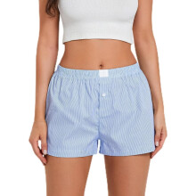 Dames loungeshorts, schattig, zacht, elastisch, lage taille, geruite print, knoopsluiting aan de voorkant, pyjamabroekje, boxershorts, nachtkleding,