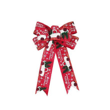(RED) Bowknot Pendent Handmade Ribbon Design Increase Atmosphere Linen Xmas Theme Bowknot Hanging Decor for Festival