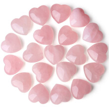 20 stk. rosenkvarts hjertekrystaller til chakra, reiki, yoga, meditation - stresslindring og valentinsgave til kvinder - kompatibel med healing