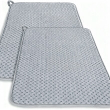 Behome Dish Drying Mat, 2 Packs Large Dish Drying Mat, 18x24 Inch Large Size Highly Absorbent Dish Drainer Mat for Kitchen Counter, Gray