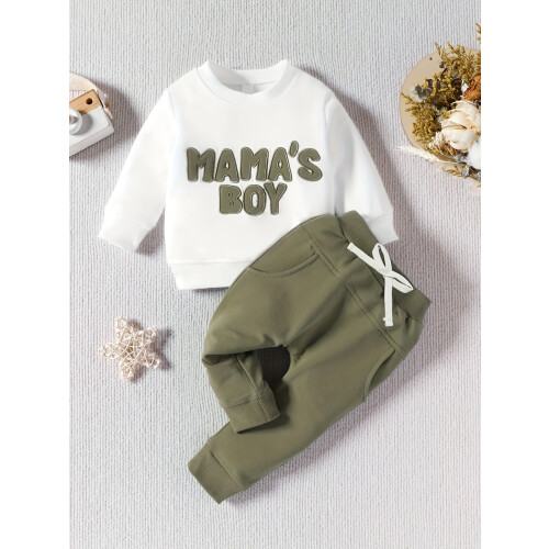 婴儿男孩长袖连帽衫裤套装 Mama's