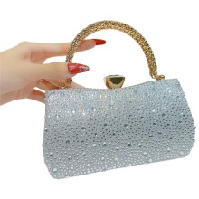 Women'S Evening Clutch Bag - Sparkling Rhinestone Satin Lined Handbag for Parties and Weddings Silver