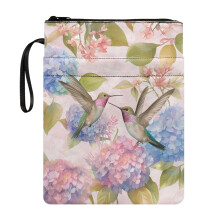 Hummingbird Floral Garden Book Organizer Bag with Washable Waterproof Polyester Fabric Easy Carry Book Case 11.4 Inch X 8.66 Inch