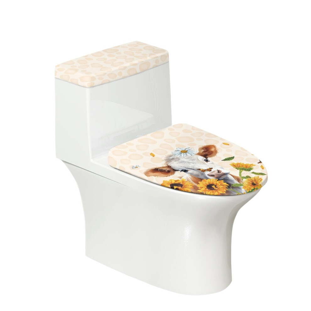 Cow Print Toilet Tank Lid Cover Set Of 2, Elastic Edges, Soft & Breathable, Fits Most Tanks & Lids 9028731685281