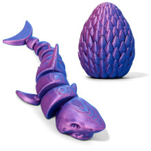 Requin imprimé en 3D avec œuf, Mini animaux imprimés en 3D, Œufs de dragon 3D avec requin, Mini œufs préremplis