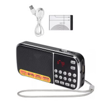Radio AM FM portabil cu MP3Player, suport TF USB, baterie reîncărcabilă și mufă pentru căști pentru muzică și știri