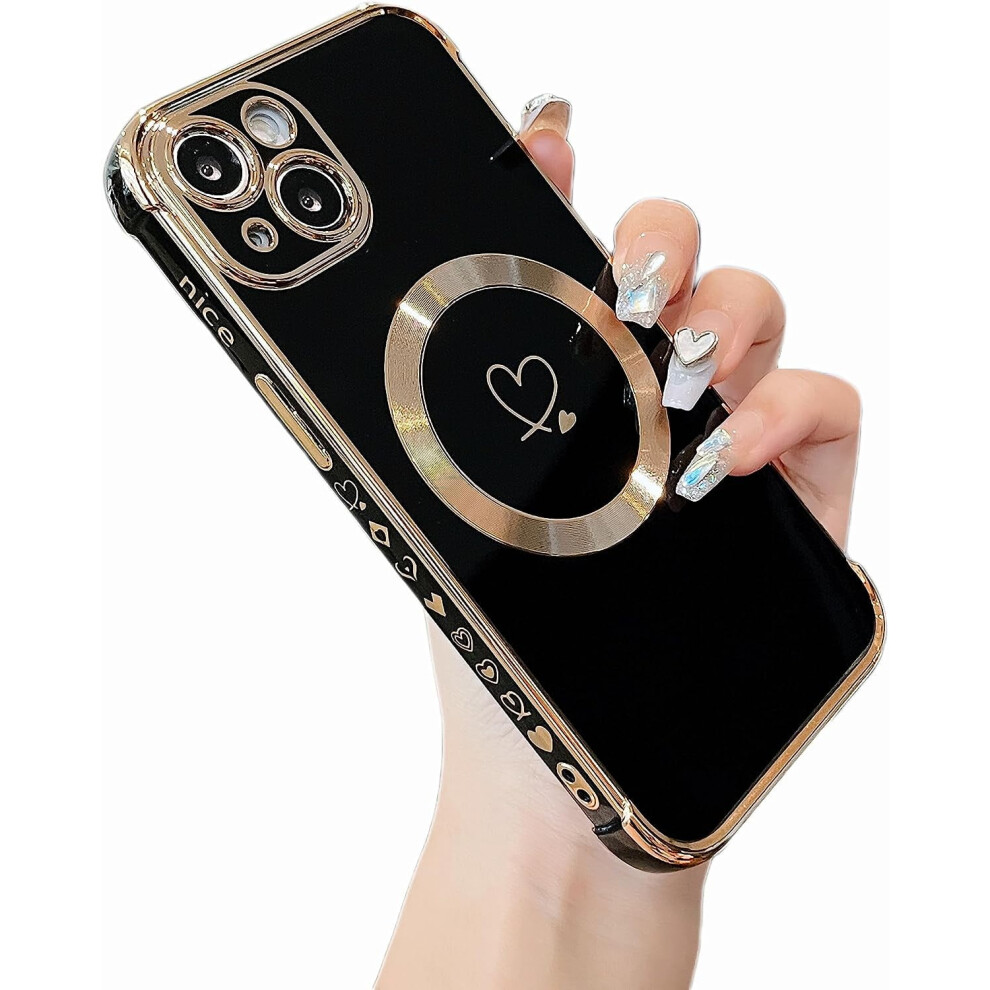 Magnetic Case For Iphone 15 6.1" [Compatible With Magsafe] Â Love Hearts Pattern, Camera Protection, Soft Shockproof Tpu 9365509206812