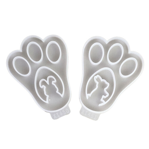 2Pcs Cute Bunnies Paws Shape Silicones Molds Easters Hollowed