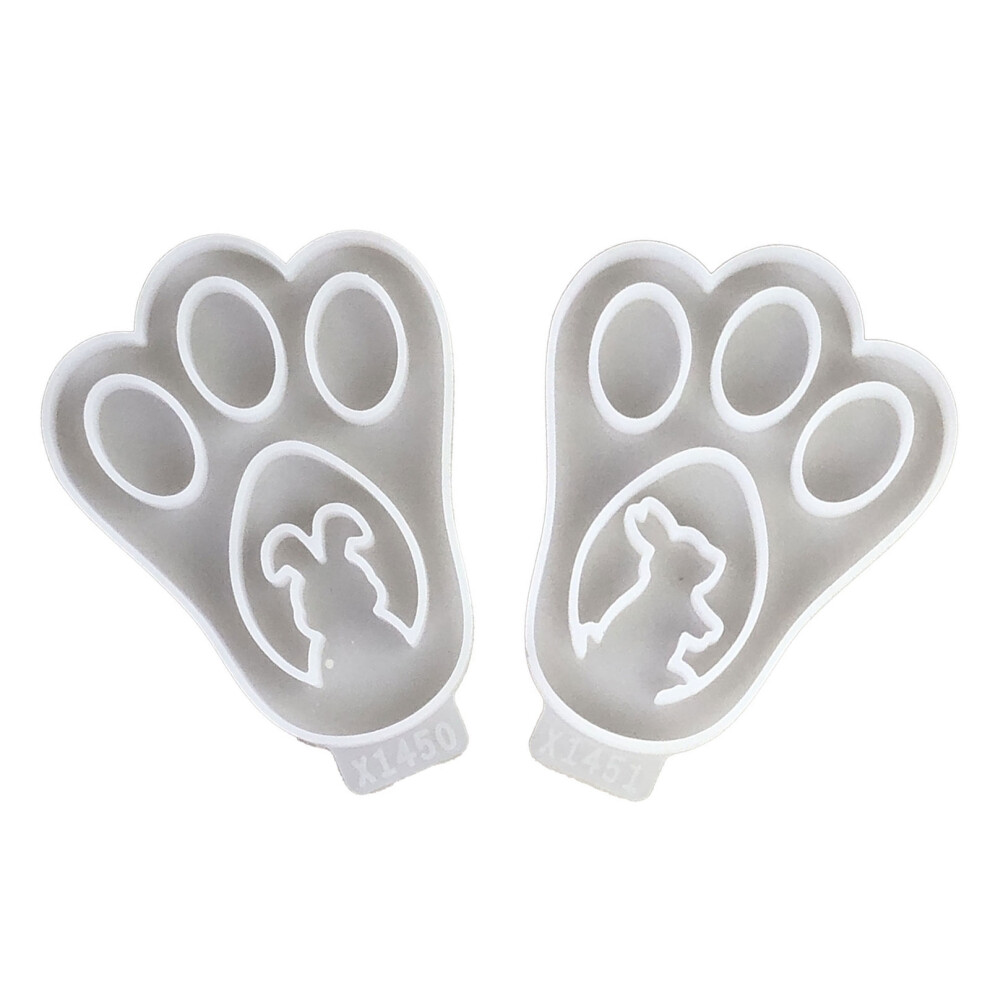 2Pcs Cute Bunnies Paws Shape Silicones Molds Easters Hollowed