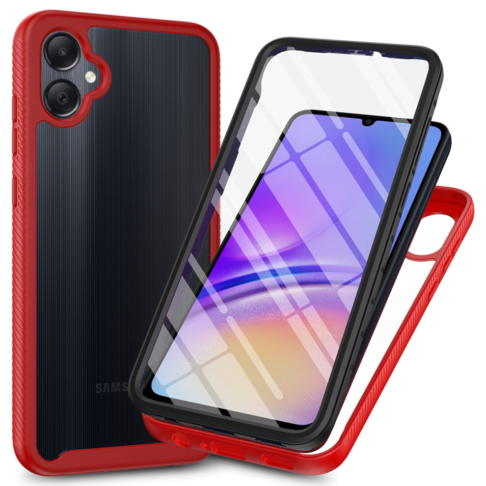 Galaxy A05 Case With Built-In Screen Protector Â Shockproof Rubber & Crystal Clear Pc Hybrid Cover, Compatible With Samsung Galaxy A05, Red 9028731262659
