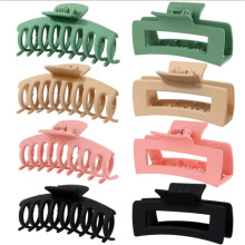 8-Pack 4.1" Matte Square Jaw Clips for Women – Strong Hold for Thick/Thin Hair (Green/Khaki/Pink/Black)