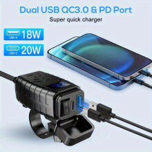 Neuester QC3.0 Motorrad-Dual-USB-Handy-GPS-Superschnellladegerät-Adapter LED2025, effizientes Schnellladen