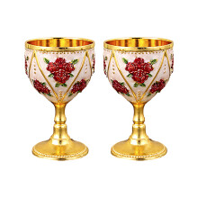 2 Stuks Elegante 30 ml Metalen Drinkbeker-Goud witte bloem