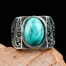 925 Silver Plated Turquoise Ring for Women Wedding Party Jewelry Rings SZ 6-13-Turquoise #9-11