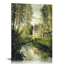 Vintage Summer Country Landscape Canvas Wall Art, 12x16in – for Living Room, Bedroom, Bathroom, Office – Compatible with standard frames