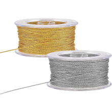 86 Yards 1mm Metallic Cord (Gold/Silver) – Nylon Tinsel String for Gift Wrap, Tree Ornaments, DIY, Hair & Beading – Compatible with Crafts
